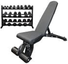 5-50 lb. Dumbbell Set w/ Storage Rack and Adjustable Weight Bench