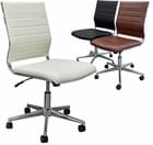 Padded Modern Classic Armless Leather Mid Back Chair in 3 Colors