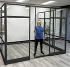 7'H Sliding Glass Door with Black Frame