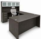 Charcoal Laminate Straight Front U-Workstation w/Hutch