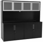 Black Storage Credenza w/Glass Door Hutch