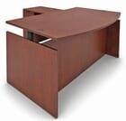 Cherry Adjustable Height Bow Front L-Shaped Desk