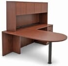 Cherry Peninsula L-Shaped Desk with Hutch