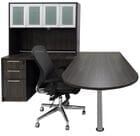Charcoal Peninsula L-Shaped Desk w/48" Hutch