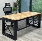 Xdustrial Series 66&quotW x 30&quotD Solid Wood and Black Frame Desk - Complete Office Series