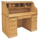 54&quotW Deluxe Solid Oak Roll Top Desk - Made in USA