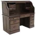 60&quotW Solid Oak Rolltop Computer Desk in Espresso Finish IN STOCK! - Made in USA