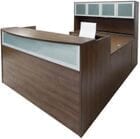 Modern Walnut U-Shaped Reception Desk 