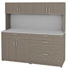 72" Custom Counter Height Workstation with Locking Storage Hutch and Tackboard