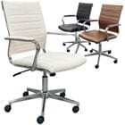 Padded Modern Classic Mid Back Leather Office Chair in 3 Colors