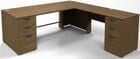 Prestige II 84&quotW Custom Glass Front Executive L-Desk, Right Return