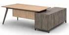 8'W Desert Oak & Smoked Timber Executive L-Desk with Storage