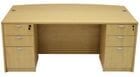 Maple Bow Front Conference Desk w/6 Drawers