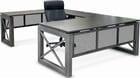Xdustrial  Series 71&quotW x 107&quotD Executive Raw Metal Frame U-Shaped Desk