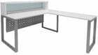 66&quotW x 77&quotD TrendSpaces White L-Shaped Reception Desk w/ Frosted Glass