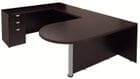 Mocha Peninsula U-Shaped Workstation without Hutch