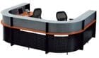 U-Shaped 2-Person Glass Top Reception Desk in Cherry