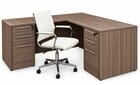 Urban Walnut Managers L-Shaped Desk w/6 Drawers - 63&quotW x 71&quotD