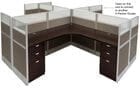12'W x 12'D x 48&quotH Value Series 4-Person Cluster Office Cubicle w/Files - Add On Workstation