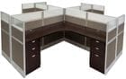 12'W x 12'D x 48&quotH Value Series Complete 4-Person Cluster Office Cubicle w/Files  