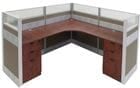 72" x 72" x 48&quotH Premium Series Complete L-Shaped Cubicle w/Files - Starter Unit