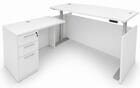White Adjustable Height Bow Front L-Shaped Desk