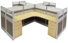 12'W x 12'D x 48&quotH Premium Series Complete 4-Person Cluster Office Cubicle w/Files
