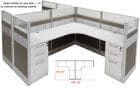 12'W x 6'D x 48&quotH Premium Series Complete 2-Person L-Shaped Lateral Add-On Office Cubicles w/Files
