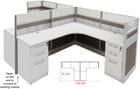 12'W x 6'D x 48&quotH Premium Series Complete 2-Person L-Shaped Longitudinal Add-On Office Cubicles w/Files