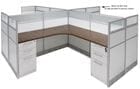 12'W x 12'D x 48&quotH White Laminate Washable Complete 4-Person Cluster Office Cubicle - Add-On Unit