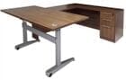 Pneumatic Lift Height Adjustable Managers U-Desk  in Modern Walnut