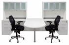 White 2-Person Shared Workstation w/Hutches