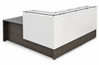 Emerge L-Shaped Glass Top Reception Desk with ADA Surface