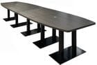 14' x 4' Boat Shape Conference Table with Black Steel Bases