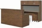 Wrap-Around Custom Reception Desk w/ Right Bridge, 72&quotx 105&quot