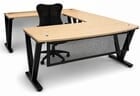 Beaumont Steel V-Leg Bow Front U-Shaped Desk