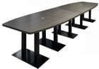 16' x 4' Boat Shape Conference Table with Black Steel Bases