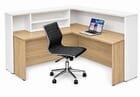 65&quotW x 73&quot Reception L-Desk With Full Size White Reception Cap