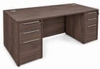 71&quot Columbia Walnut Executive Desk w/6 Drawers
