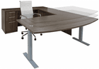 Electric Lift Adjustable Height Modern Walnut U-Desk