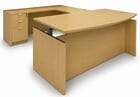 Maple Adjustable Height Bow Front U-Shaped Desk