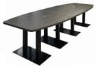 12' x 4' Boat Shape Conference Table with Black Steel Bases