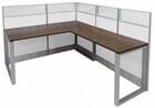 48&quotH TrendSpaces White Laminate L-Shaped Washable Cubicle w/Glass