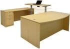 Maple  Electric Lift Adjustable Bridge U-Desk 