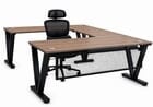 Urban Walnut Steel V-Leg Rectangular Front U-Shaped Desk