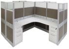 12'W x 12'D x 67&quotH Premium Series Complete 4-Person Cluster Office Cubicle w/Files