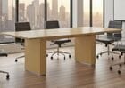 96" x 48" Custom Modern Boat-Shaped Conference Table w/Cable Channel Bases