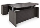 Charcoal Adjustable Height Bow Front U-Shaped Desk