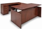 Cherry Adjustable Height Rectangular Front U-Shaped Desk