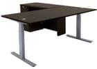 Electric Lift Height Adjustable L-Shaped Desk w/ Height Adjustable Executive Main Desk 